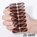 Brown Cat Eye Nail Wraps 16 Strips Glitter Gel Nail Polish Stickers for Women Cross Border - Cat Eye Nail Sticker (ZE-0691)