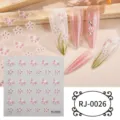5D embossed nail art stickers butterfly cherry blossom crystal gem DIY fake nail decals detail view - RJ-0026 / 60*60mm Bare Sheet