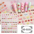 5D embossed cute cartoon bear tulip nail stickers DIY adhesive decals art charms 1pc - 5D-0192 / 85*100mm Blank Sheet