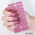 Set d'autocollants pour ongles à paillettes roses DIY manucure scintillante décorations élégantes - Style Pailleté Rose (ZE-0707) / Faux ongles et lime à ongles