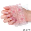 Pink gradient glitter nail wraps cute floral full coverage nail stickers ZX-3745 - Tulip Flower Style (ZX-3745)