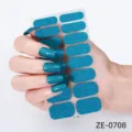 Ensemble d'autocollants pour ongles à paillettes bleues vernis brillant adhésif art manucure DIY - Style Pailleté Bleu (ZE-0708) / Faux ongles et lime à ongles