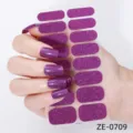 Set de stickers à ongles pailletés mauves, autocollants roses brillants pour manucure DIY. - Style Pailleté Violet (ZE-0709) / Faux ongles et lime à ongles