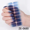 Pegatinas de uñas con degradado azul brillante tiras de esmalte para manicura set - Estilo Brillo Degradado(ZE-0680)