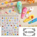 5D embossed nail art stickers DIY cute cartoon stars hearts rabbits rainbow nail decals - 5D-0208 / 85*100mm Blank Sheet