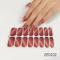 Pegatinas de uñas ojo de gato rojo marrón esmalte gel brillante 16 piezas - Adhesivo de Uñas Ojo de Gato (ZE-0102)