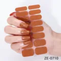 Set de bandes d'ongles pailletées cuivre pour manucure DIY, autocollants d'ongles orange. - Style Paillettes Fines Cuivre (ZE-0710) / Faux ongles et lime à ongles
