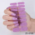 Kit d'autocollants pour ongles pailletés roses DIY décors de manucure pour femmes filles - Style Sequins Roses (ZE-0700) / Faux ongles et lime à ongles