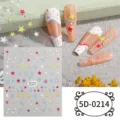 5D Embossed Star Nail Art Stickers Colorful Stars Dots Self Adhesive DIY Decals Sheet - 5D-0214 / 85*100mm Blank Sheet