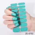 Stickers à ongles pailletés turquoise manucure brillante autocollants nail art kit DIY - Style Sequins Cyan (ZE-0702) / Faux ongles et lime à ongles