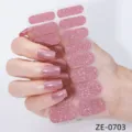 Set d'autocollants pour ongles à paillettes roses, décalcomanies de manucure scintillantes. - Style Pailleté Rose (ZE-0703) / Faux ongles et lime à ongles