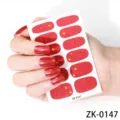 Pegatinas de uñas con purpurina roja y diseño de margaritas 3D full cover para manicura elegante - Adhesivo de Uñas Degradado (ZK-0147)