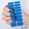 Enveloppes d'ongles à paillettes bleues autocollants de nail art unicolores DIY pour femmes - Style Sequins Bleus (ZE-0704) / Faux ongles et lime à ongles