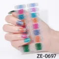 Bunte Farbverlauf Glitzer Nagelsticker Regenbogen Nagel Wraps für Damen Maniküre Set - Farbverlauf Glitzer Stil(ZE-0697)