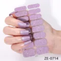 Variante d'autocollants d'ongles à paillettes roses, set de manucure DIY adhésif brillant. - Style Sequins Roses (ZE-0714) / Faux ongles et lime à ongles