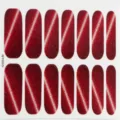 Red cat-eye gel nail wraps full cover adhesive manicure nail art stickers SKU BT055 style - BT-0055