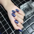Blue cat eye press on nails full cover false nails glossy fake nails art for daily wear - BT-0051