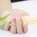 Adesivo per unghie margherita glitter rosa sfumato, unghia finta impermeabile 3D. - Adesivo per Unghie Sfumato (ZK-0008)