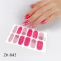 Adesivi per unghie margherita rosa glitterati sfumati impermeabili 3D ZK-043 - Adesivo per Unghie Sfumato (ZK-0043)