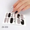 Variante adesivi per unghie nero bianco glitterati ZK-059 copertura totale impermeabile - Adesivo per Unghie Sfumato (ZK-0059)