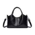Borsa a mano nera variante, elegante borsa a spalla con doppi manici pratici. - Nero