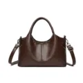 Borsa a mano da donna marrone scuro borsa a tracolla grande capacità pelle PU casual - Marrone