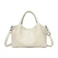 Chic borsa a tracolla in ecopelle bianco sporco, elegante borsa a mano versatile da donna. - Bianco