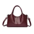 Bella Borsa a mano da donna in pelle PU borsa a tracolla casual borsa a spalla vino - Rosso