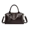 Sac Boston en cuir marron foncé classique sac à bandoulière sac à main oreiller pour femmes. - Marron
