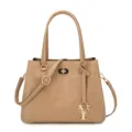 Khaki fashion women handbag embossed large letter tote bag with metal pendant commuter - Khaki