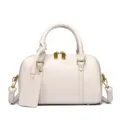 Stylish White Leather Boston Bag Small Pillow Handbag Crossbody Bag with Gold Hardware - White