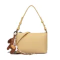 Gelbe Schultertasche Umhängetasche aus Leder mit Pferdeanhänger, elegante kleine Damentasche. - Gelb