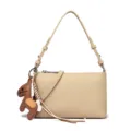 Elegante beige Lederstruktur Umschlag Schulter- und Umhängetasche mit einem süßen Pferdeanhänger. - Hellbeige