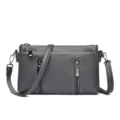 Borsa a tracolla in pelle grigio scuro borsa a spalla multi-tasche moda quotidiana - Grigio