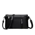 Borsa a tracolla busta in pelle nera, motivo bovino, elegante borsa da spalla per cellulare. - Nero