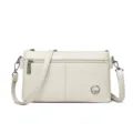 Borsa a tracolla compatta in vera pelle bianco sporco, ideale per telefono e monete. - Bianco avorio