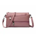Borsa a tracolla in pelle rosa da donna, piccola borsa elegante con molteplici zip per cellulare. - Viola