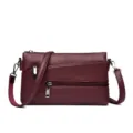 Borsa a tracolla in pelle rosso vino per donna crossbody bustina piccola borsa casual chic - Rosso