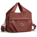 Stilvolle Nylon Falten Umhängetasche, Mehrfächer Crossbody Tasche in elegantem Mauve für Alltag. - Rot