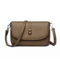 Braune Leder Umhaengetasche mit herzen knoepfen, schicke handtasche fuer frauen alltag - Grau