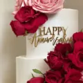 Gold acrylic Happy Anniversary cake topper for wedding anniversary party dessert table decorations. - Style F / Approx. 10cm Width / Gold