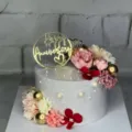 Gold acrylic Happy Anniversary cake topper for romantic wedding party dessert decoration - Style D With Stick