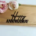 Black acrylic Happy Anniversary cake topper for wedding birthday party dessert table decor - Style H Black