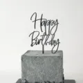 Black acrylic Happy Birthday cake topper for party baking decoration, stylish and durable design. - Black Birthday Style F / Approx. 10cm Width