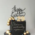 Acrylic Happy Birthday cake topper with number 29, ideal for black theme party baking decor. - Black Birthday Style A / Approx. 10cm Width