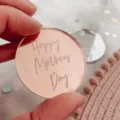 Acrylic Mother's Day Cake Topper Mirror Rose Gold Round Cupcake Disc Detail View Display - Happy Mother's Day (06) / 5cm Diameter Style 06 / Rose Gold