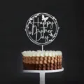 Detailed view of the elegant silver glitter acrylic Happy Mother's Day cake topper decoration. - 1.3MM Thickness Silver Butterfly (Width approx 8CM)