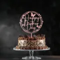 Detailed view of the pink acrylic Happy Mother's Day cake topper placed on a delicious chocolate cake. - 1.3MM Thickness Rose Gold Butterfly (Width approx 8CM)