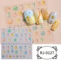 5D lindos adhesivos de uñas de pulpo gelatina transparentes en relieve hoja de arte de uñas - Estilo de Vida Marino (RJ-0127) / Lámina desnuda de 60*60 mm