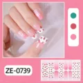 Set de envolturas de uñas degradadas de fresa y lazo, pegatinas de arte de uñas rosas fáciles. - ZE-0739 (Fresa Lazo) / Uñas postizas y lima de uñas